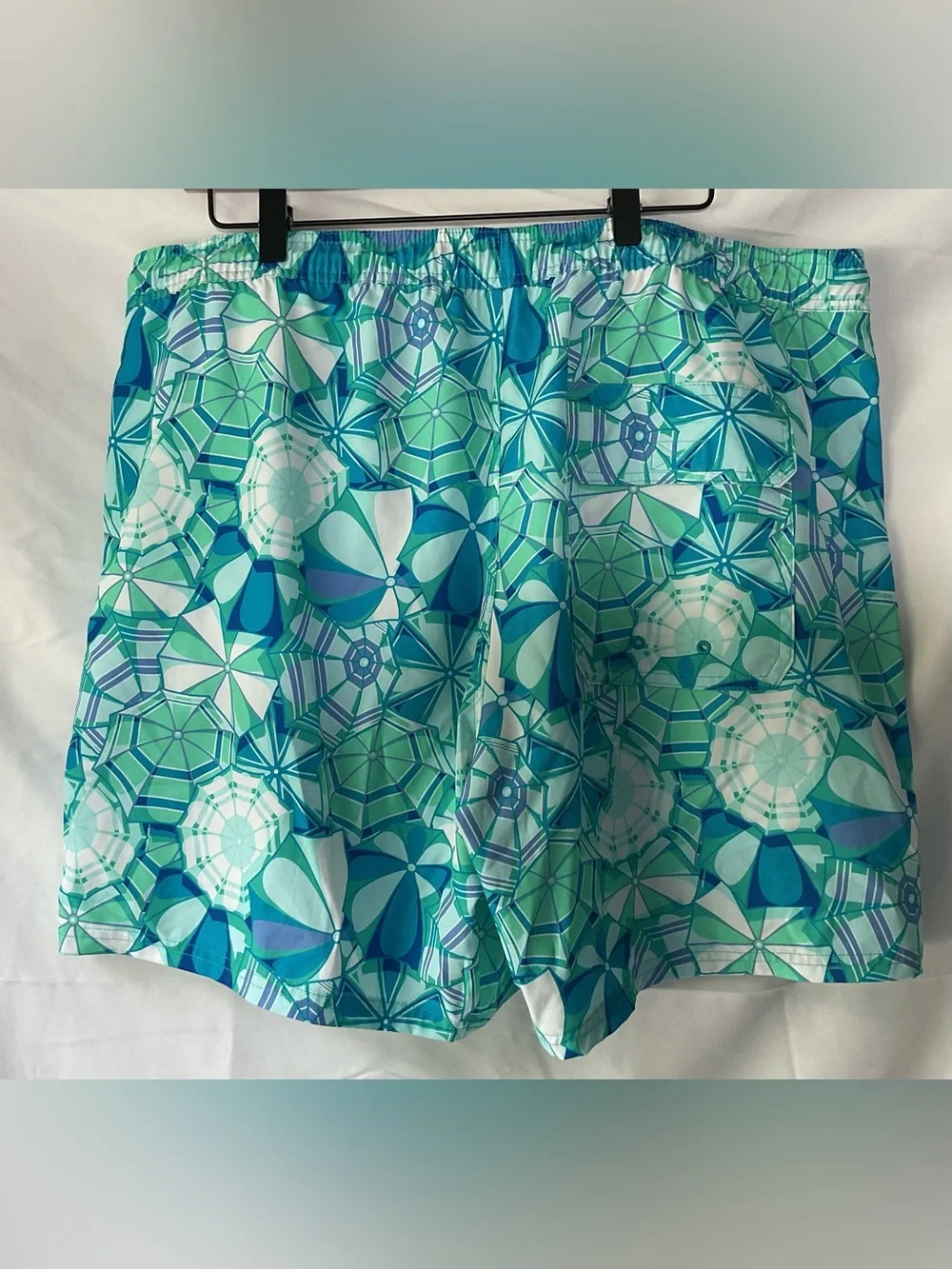 Vineyard Vines Teal, Aqua & White Umbrella Print Swim Bermudas